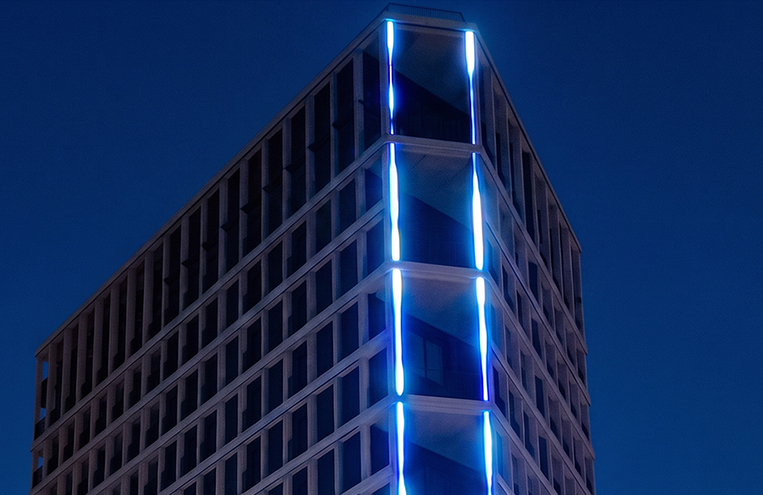 Iluminación del edificio B1B2 en Paris 13